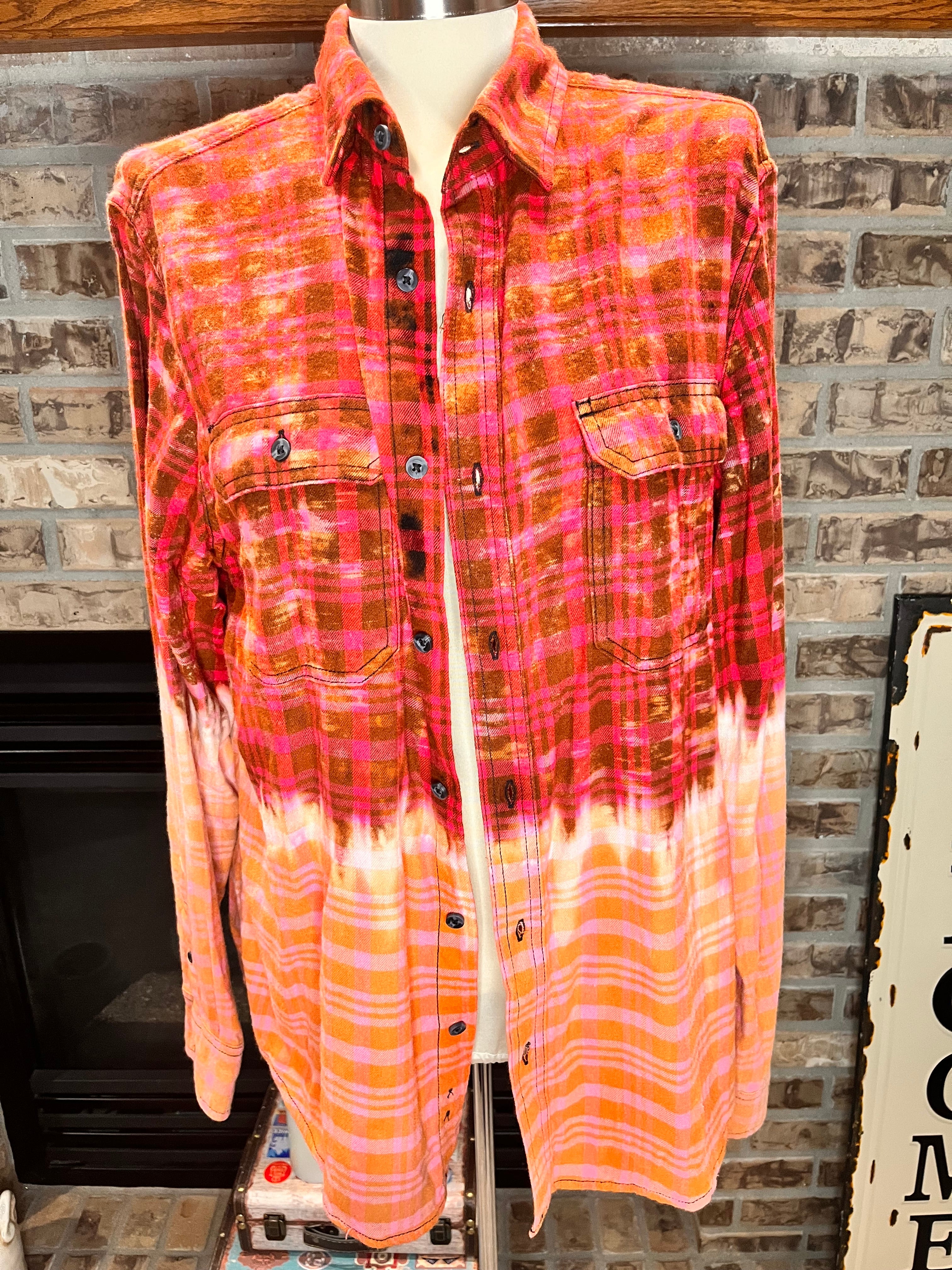 Red/Peach Bleached Flannel