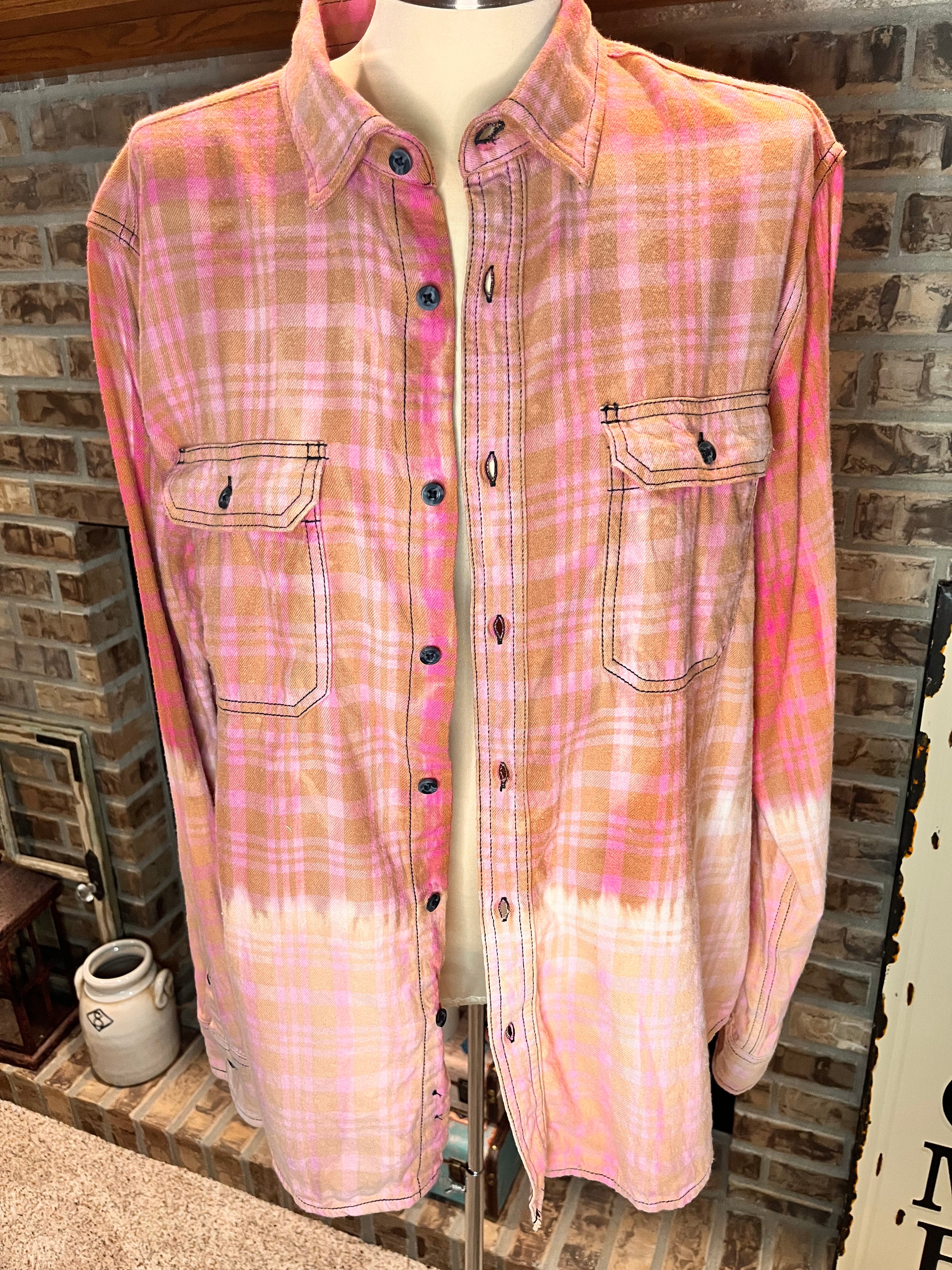 Peach/Light Pink Bleached Flannel