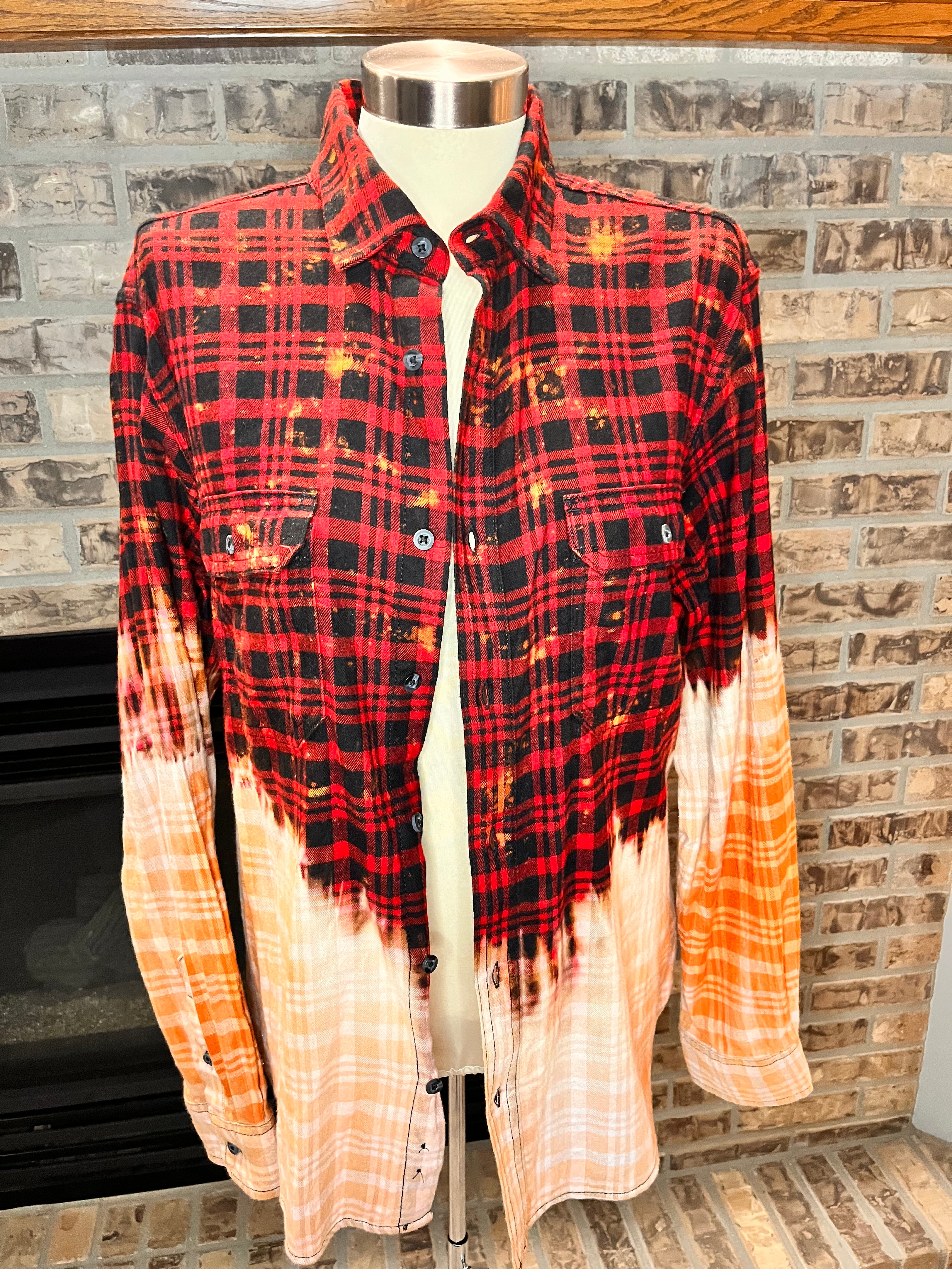 Red/Peach Bleached Flannel