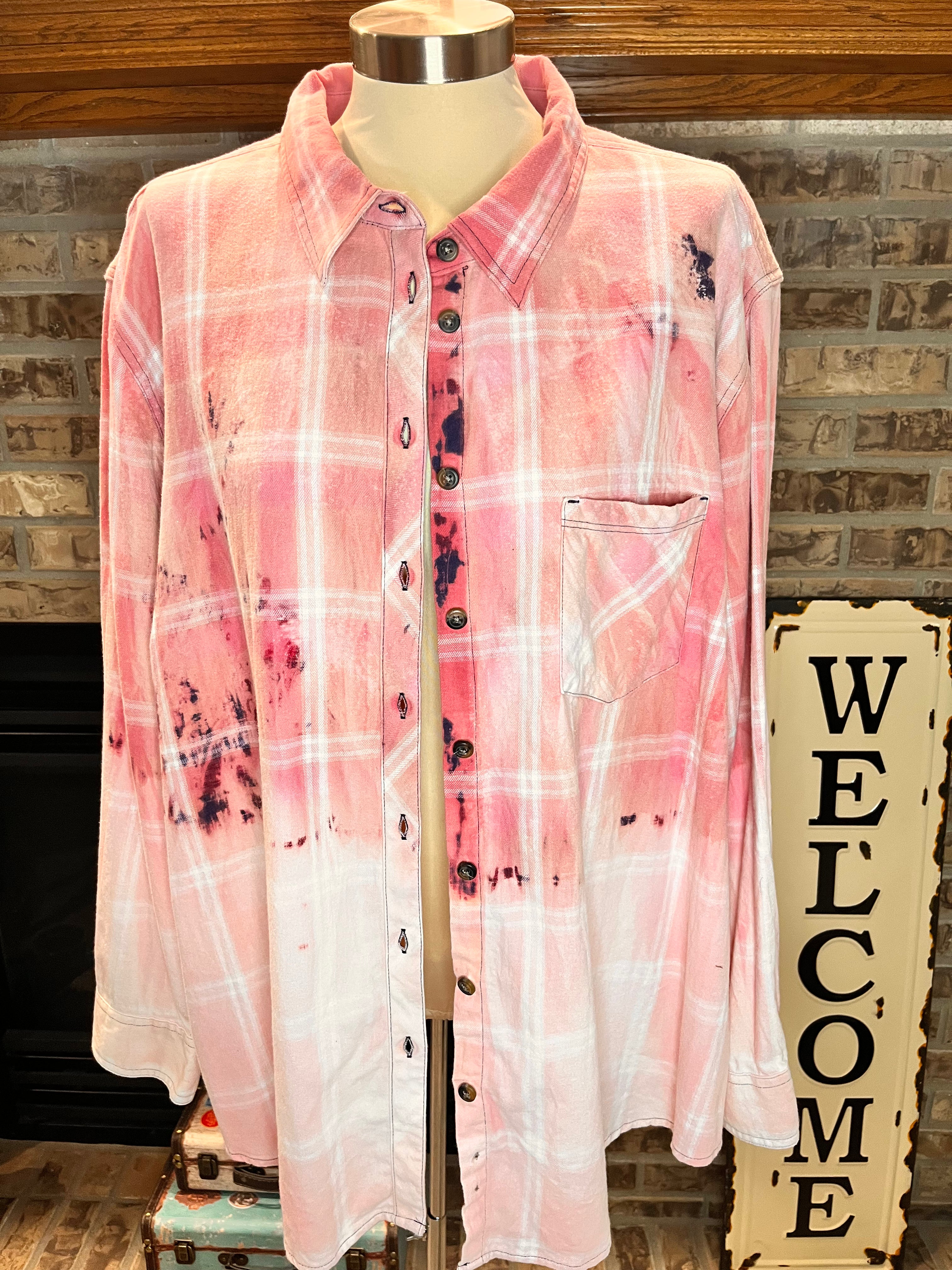 Pink/Light Pink Bleached Flannel