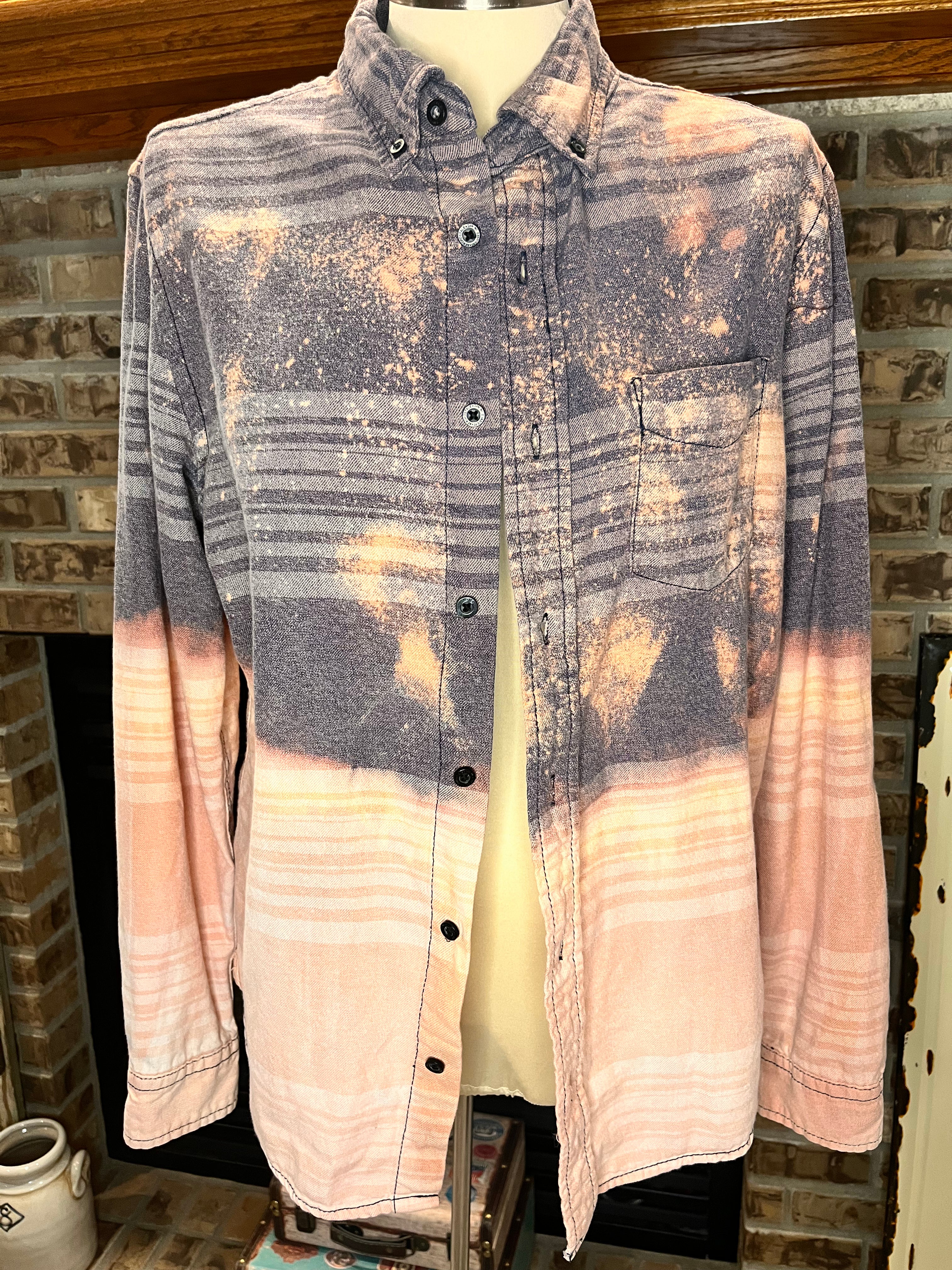 Gray/Peach Bleached Flannel