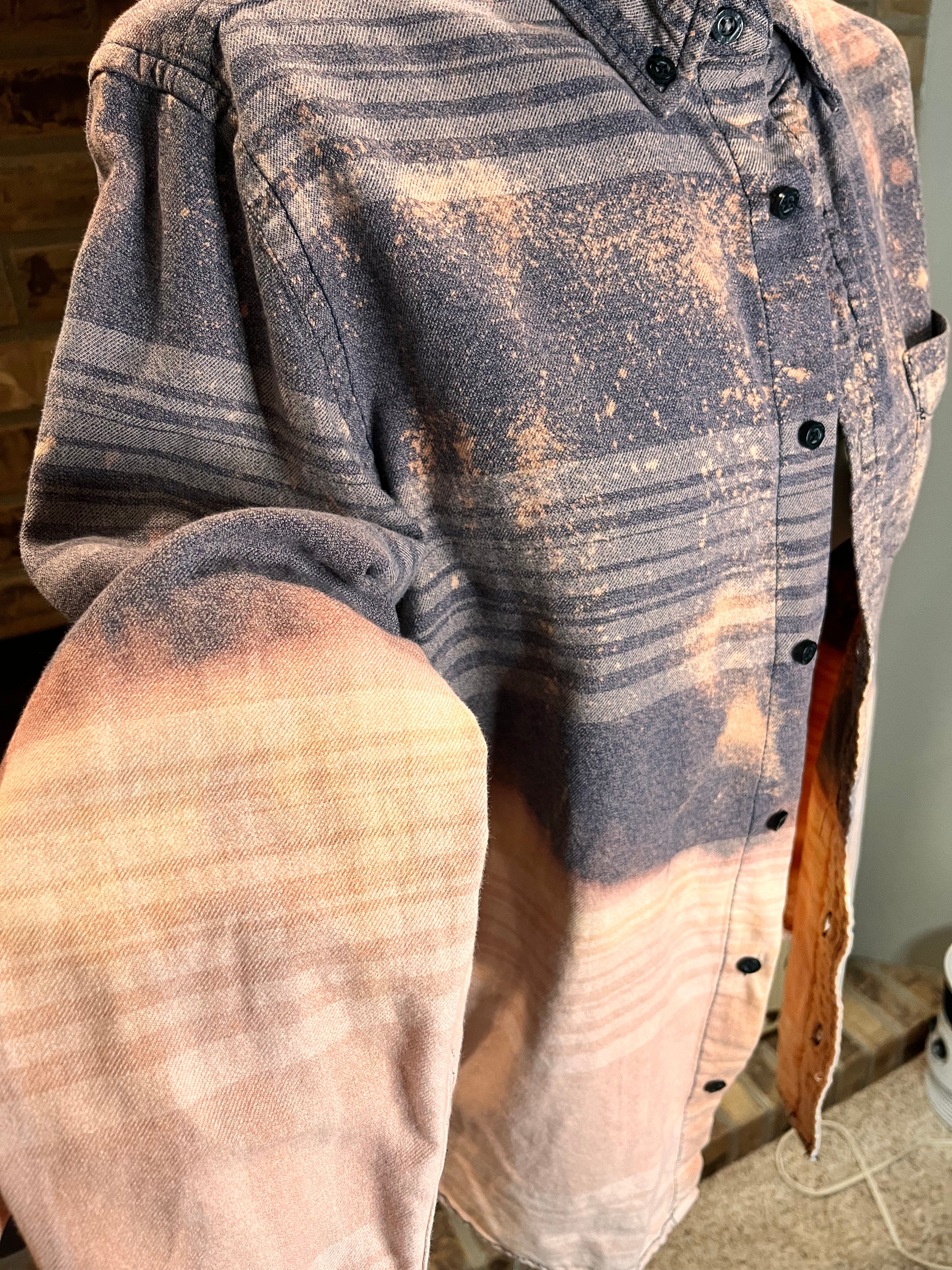 Gray/Peach Bleached Flannel