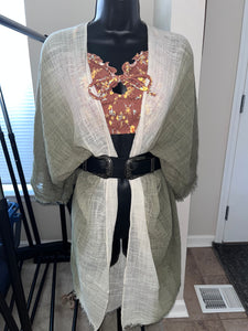 Cotton Ombré Kimono in Sage Green