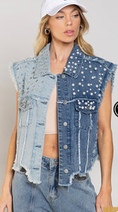 Embellished Two-Tone Vest