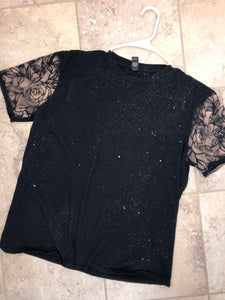 Rose stenciled bleached tee