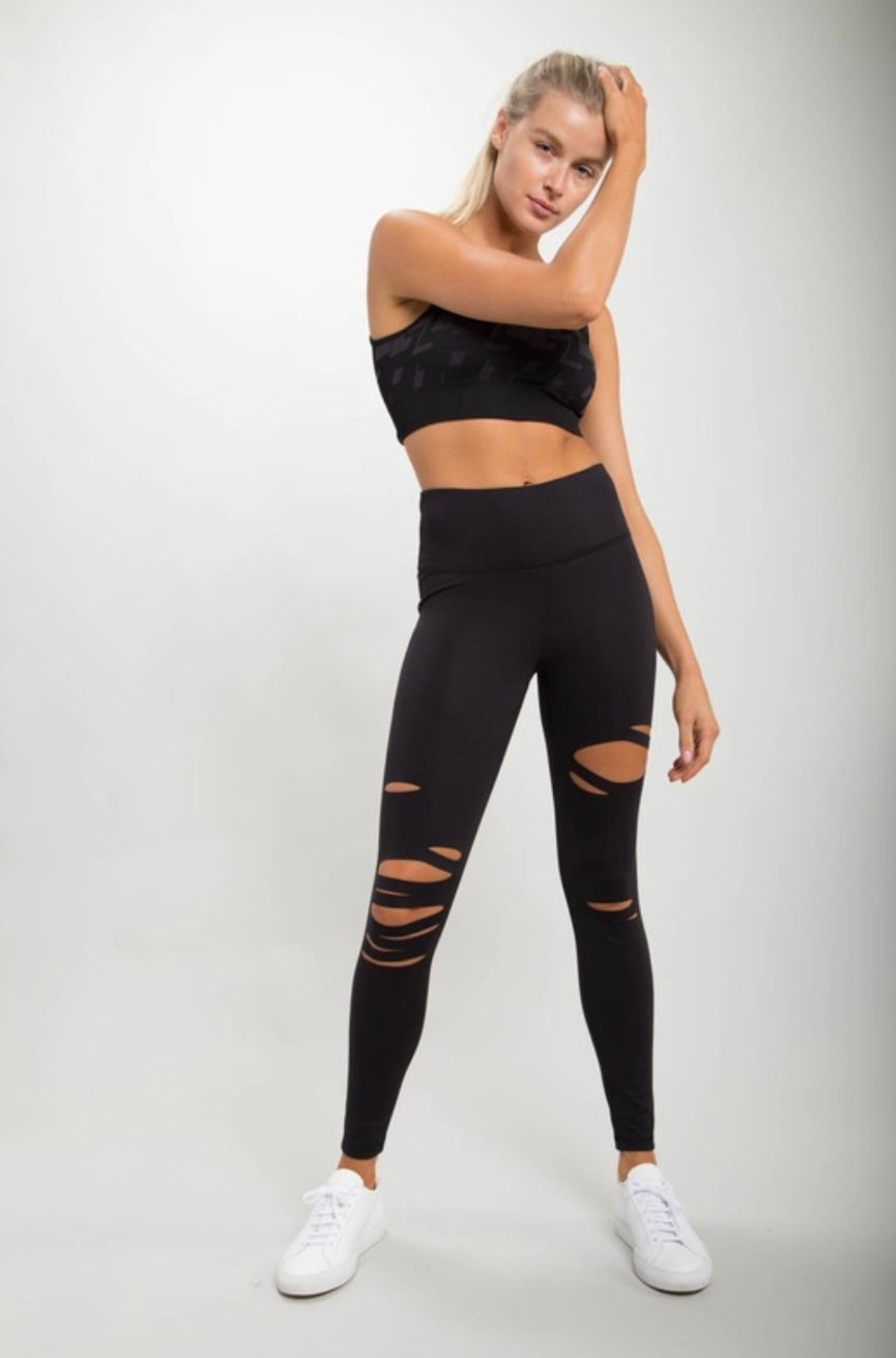 Mono B Laser Cut Leggings in Black