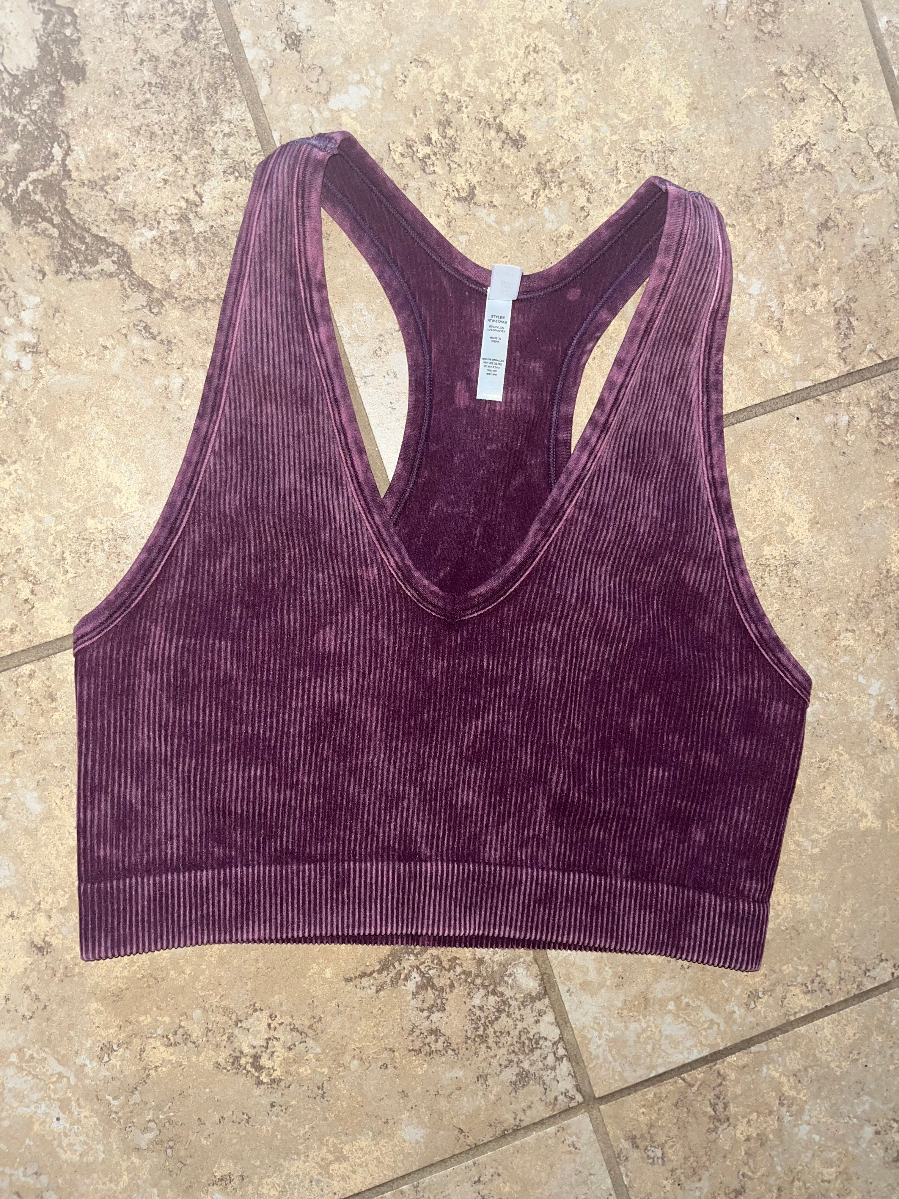 V-Neck Ribbed Brami in Eggplant