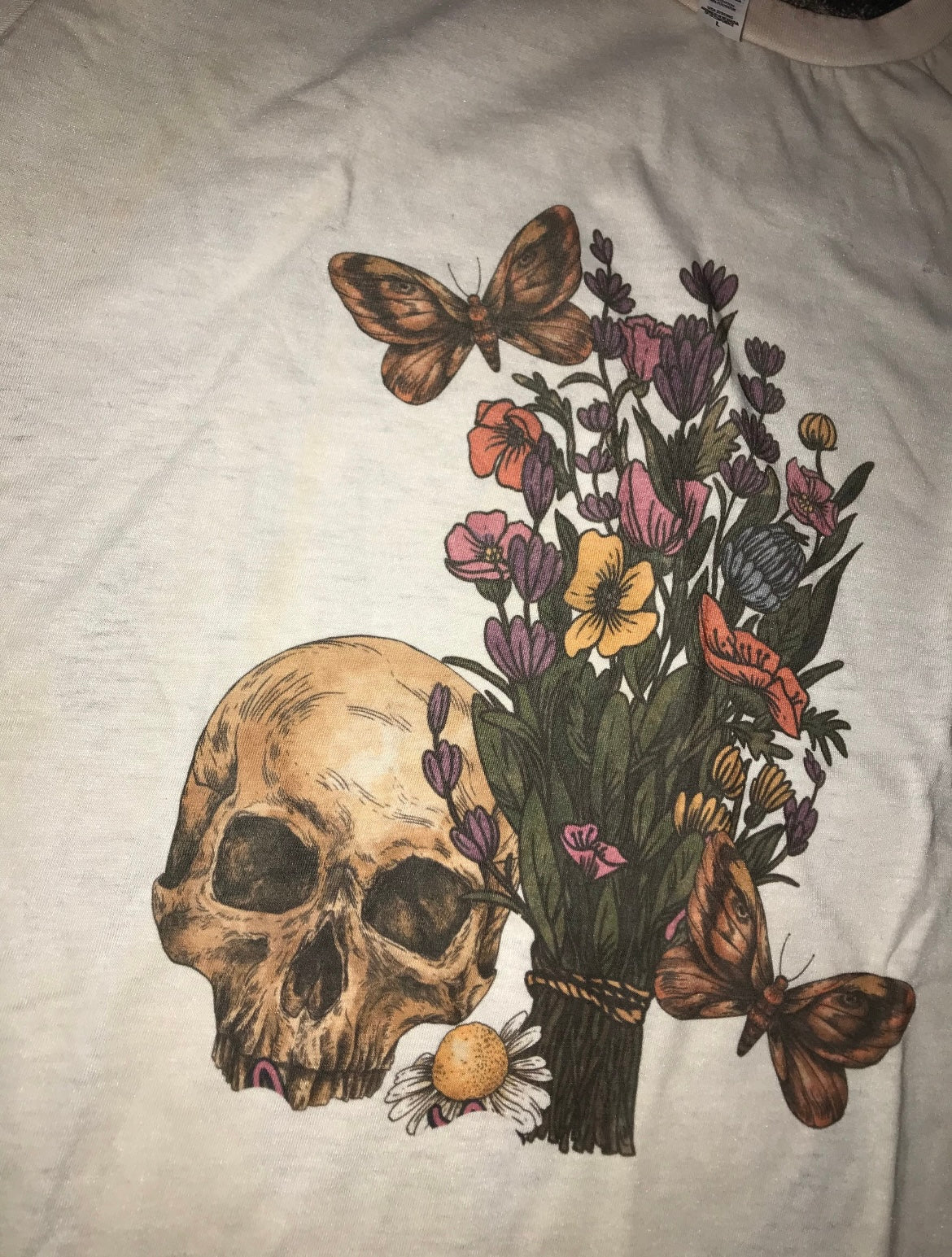 Curvy Skulls and Flowers Tee