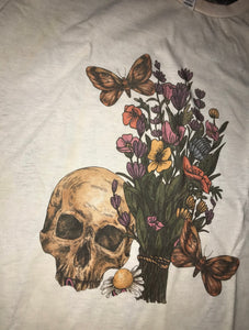 Curvy Skulls and Flowers Tee