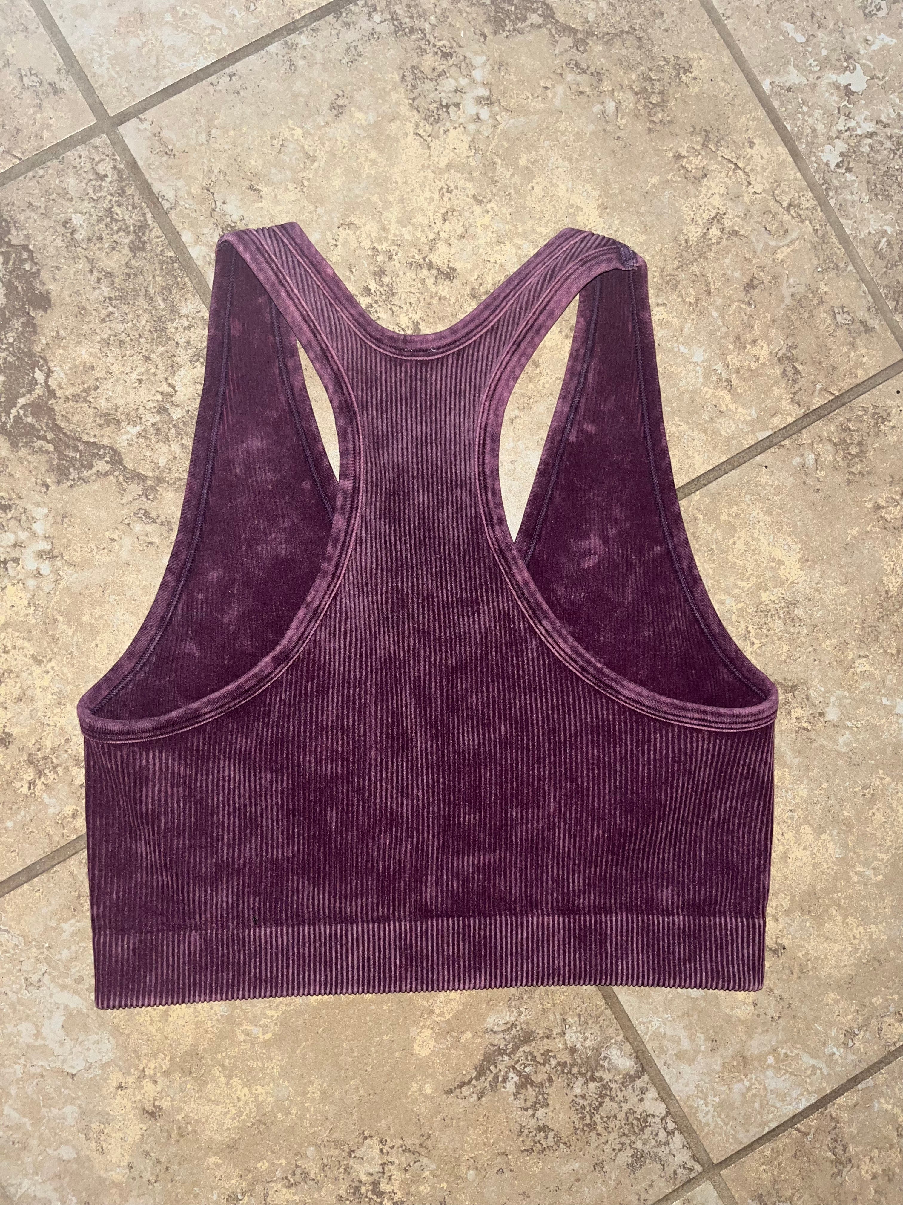 V-Neck Ribbed Brami in Eggplant