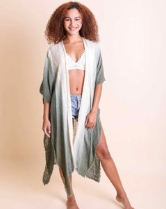 Cotton Ombré Kimono in Sage Green