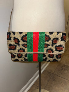 Beaded Leopard crossbody