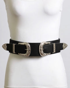 Double Buckle Elastic Waist Belt