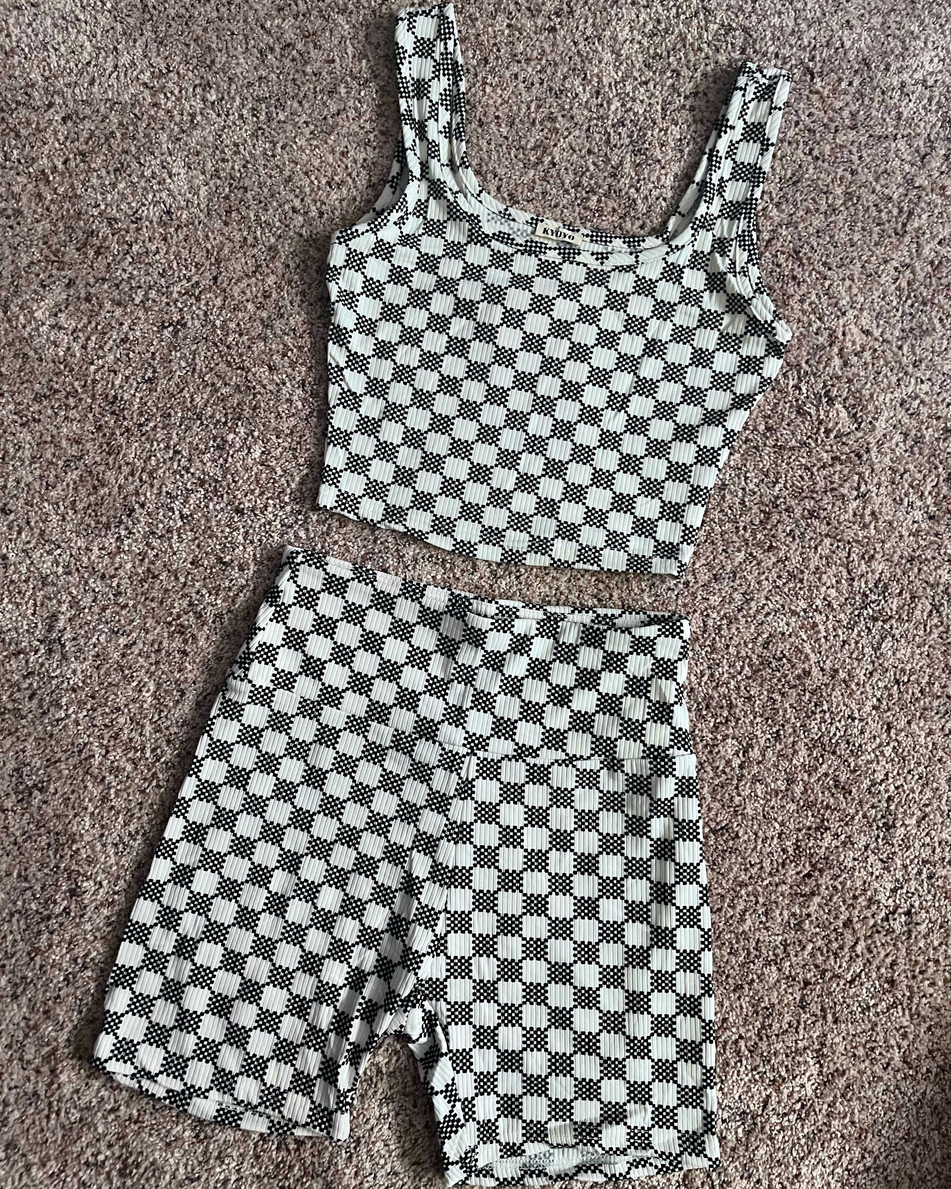 Checkered Ribbed Seamless Set