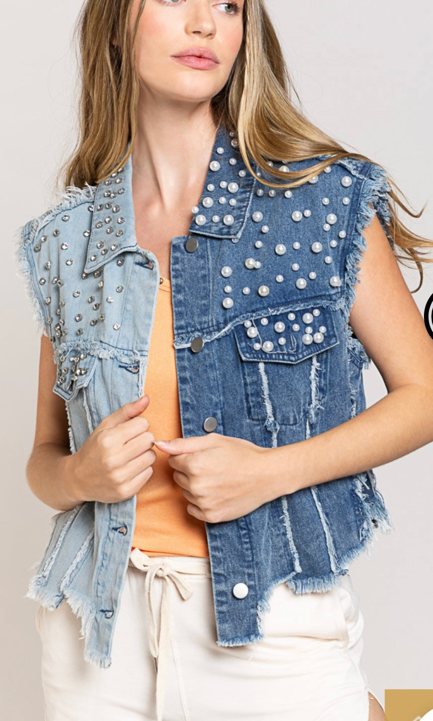 Embellished Two-Tone Vest