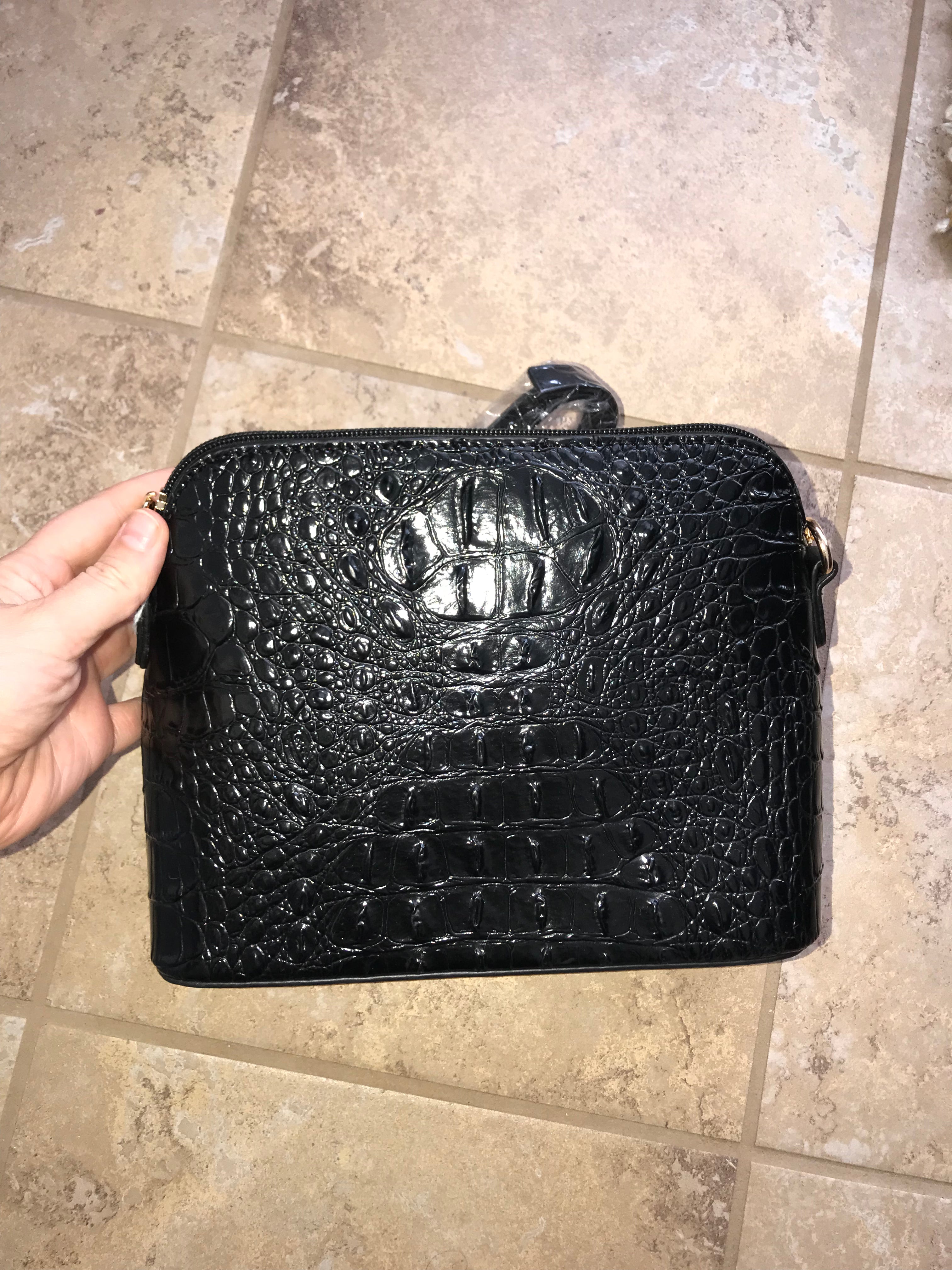 Croc faux leather purse in Black