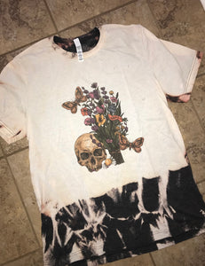 Curvy Skulls and Flowers Tee